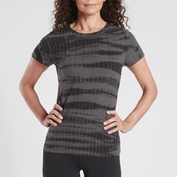 Athleta SP Organic Daily Tie Dye T-Shirt Short Sleeve Black 566617 - Picture 1 of 8